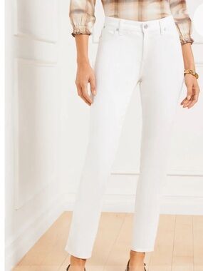 TALBOTS Flawless White Slim Ankle. High Rise Skinny Denim Jeans 12 NWOT